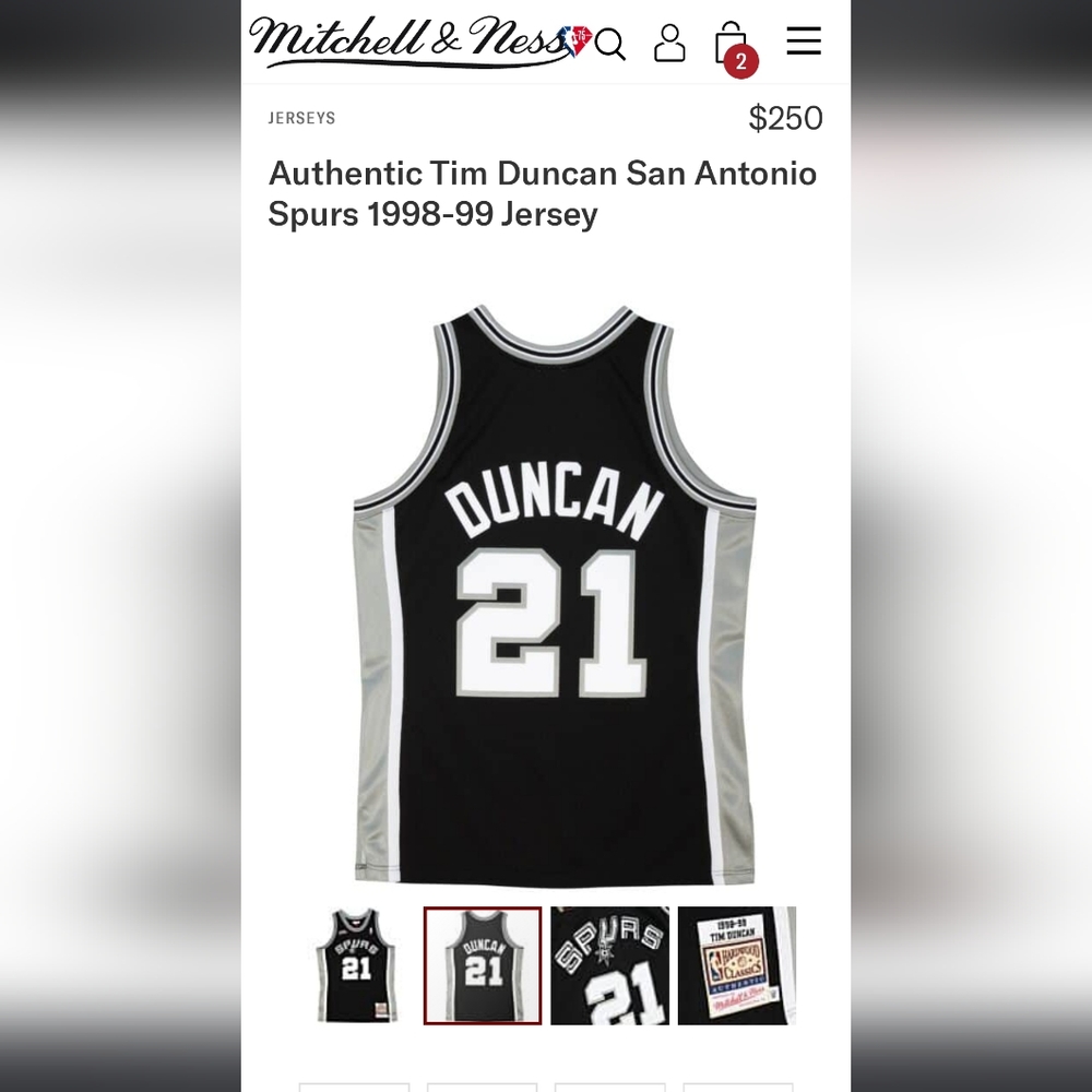 Mitchell & Ness Authentic Tim Duncan Playoff Jers… - image 6